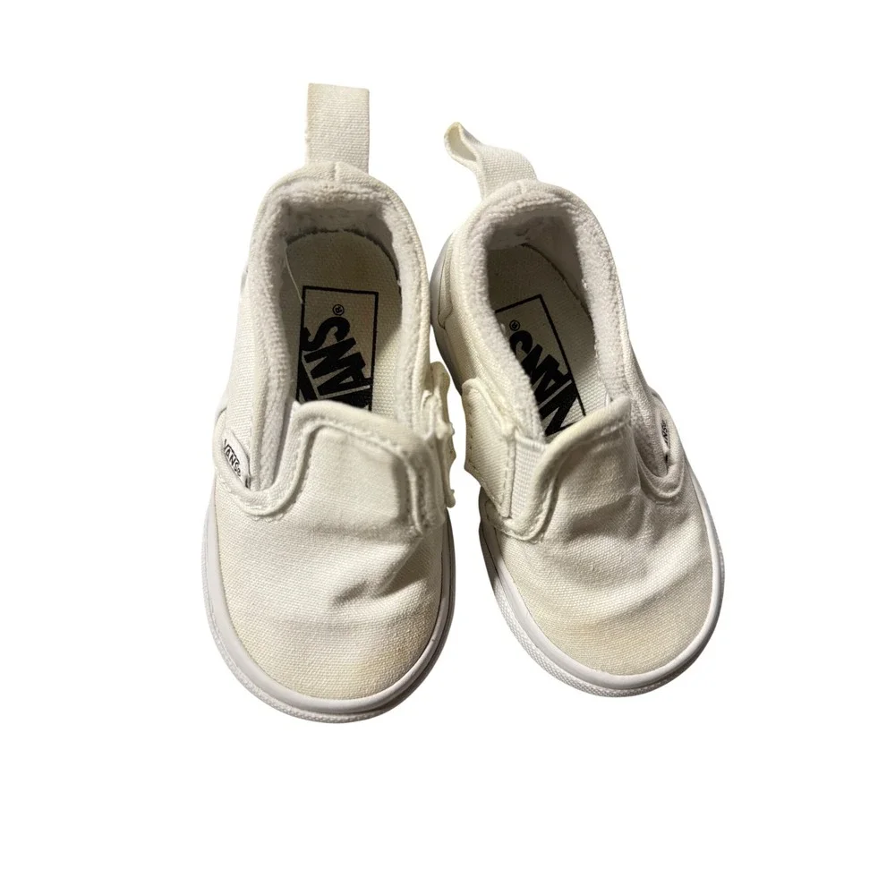 Vans Toddler Classic Slip-On True White Canvas Sneakers Size 4.0 Toddler Casual